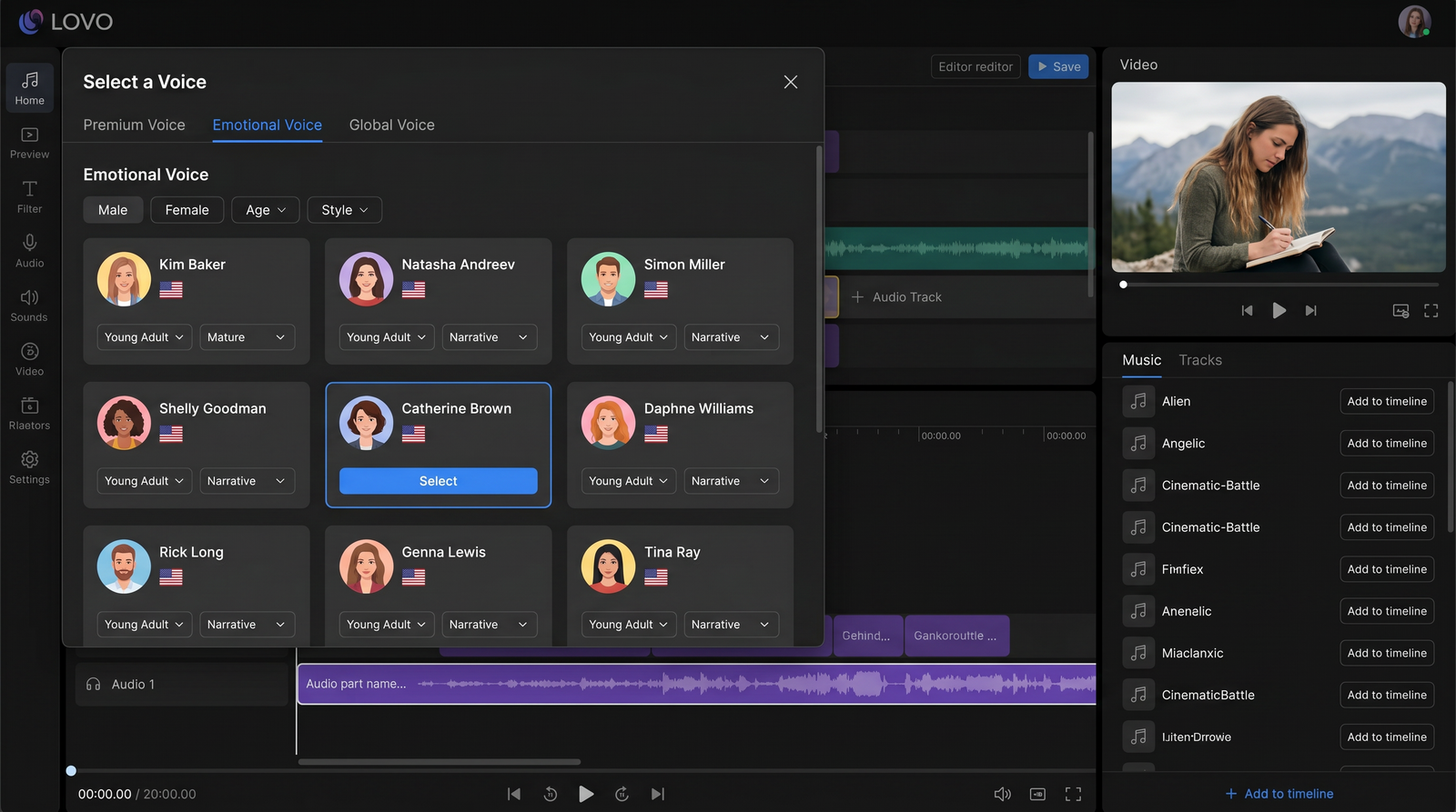 LOVO editing features